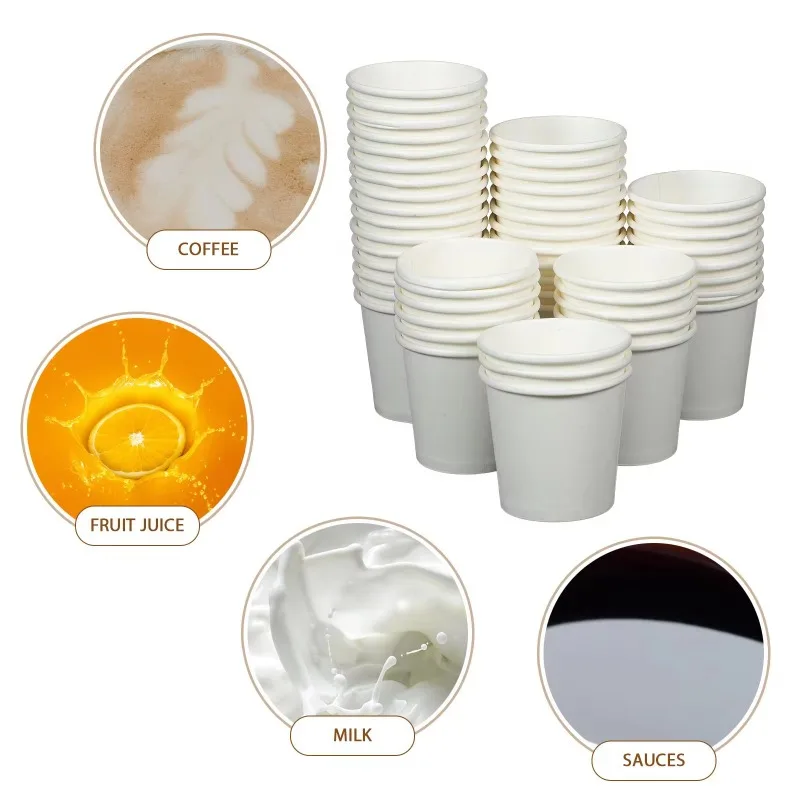 Disposable Small Paper Cups Coffee Drinks Candies Supermarket Tasting Office Restaurant Picnic Hotel Mini Mouthwash Cup 50PCS