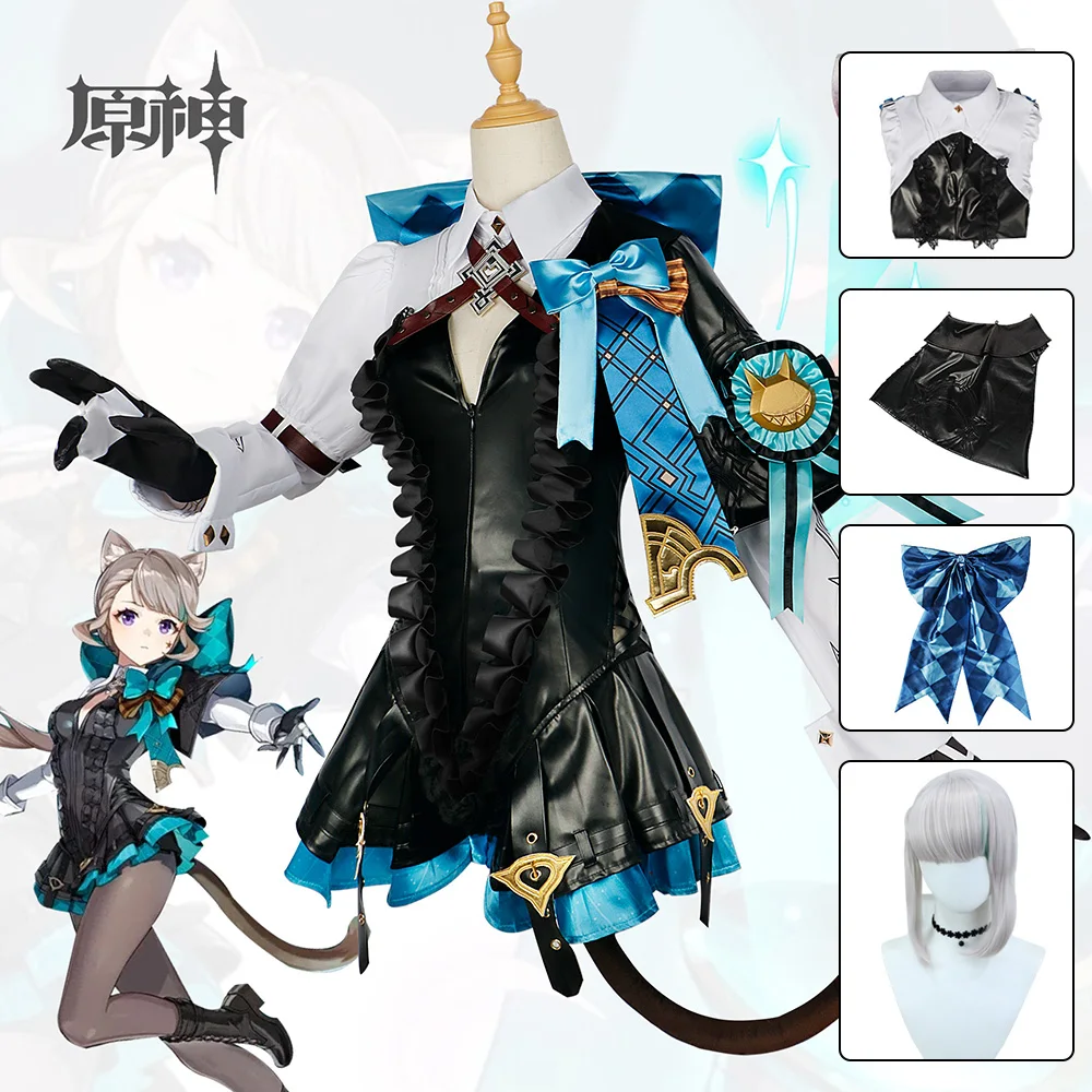 

Lynette Cosplay Genshin Impact Cosplay Costume Court of Fontaine Magician Uniform Wig Dress Halloween Carnival Party Outfit
