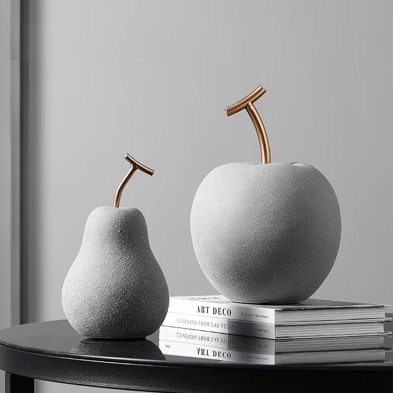 

Modern Ceramic Imitation Pear Apple Ornaments Creative Fruit Home Furnishings Living Room Wine Cabinet Bedroom Study Decorations