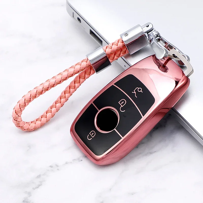 For Mercedes Benz A C E S G Class GLC CLA CLE W205 W213 W222 X167 W177 Car Smart 3/4 Button Key Cover Case Bag Fob Shell Holder