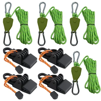 4pcs Reflective Camping Tent Rope Tie Down Fixed Buckle Pulley Tensioner Ratchet Hangers 4Pcs Heavy Duty Tent Clip Tarp Clips