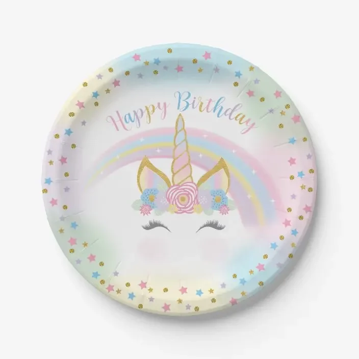 

Unicorn Plates and Napkins Set for 24 Guests Birthday Party Supplies Girls Decorations 24 Dinner Party Paper Plates