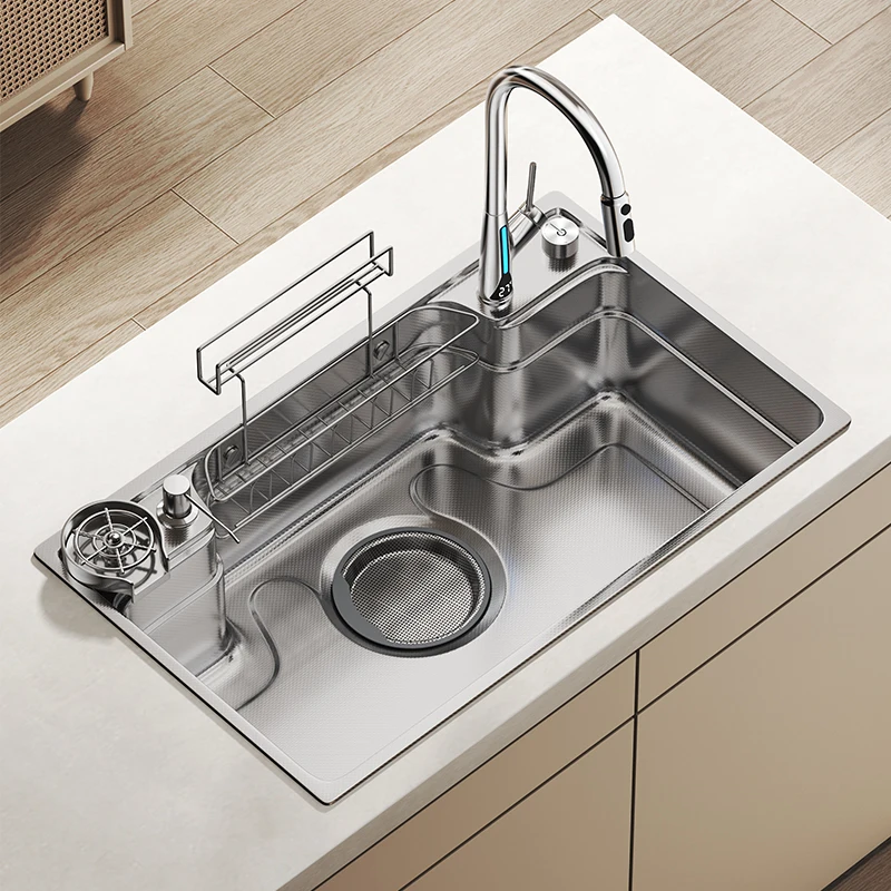 Household Sink, Made Of 304 Stainless Steel, With A Large Single Sink And Integrated Molding 1