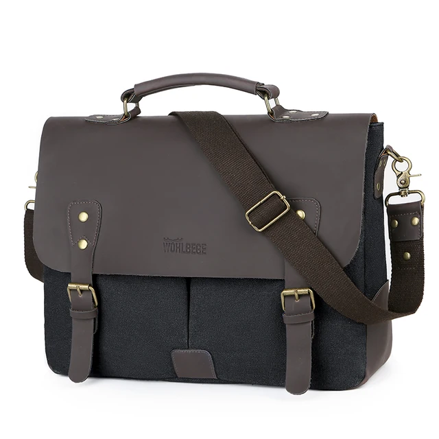 Модная деловая сумка для ноутбука, Холщовый портфель для мужчин, сумка на плечо для компьютера 14 дюймов, Винтажный Мужской мессенджер, рабочая сумка 1