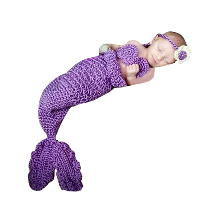 baby shirt clothing set Cute Baby Sets Beauty Mermaid Suits Wool Handmade Crochet Photography Sweater Newborn Baby Cap For Girl Boy baby dress and set