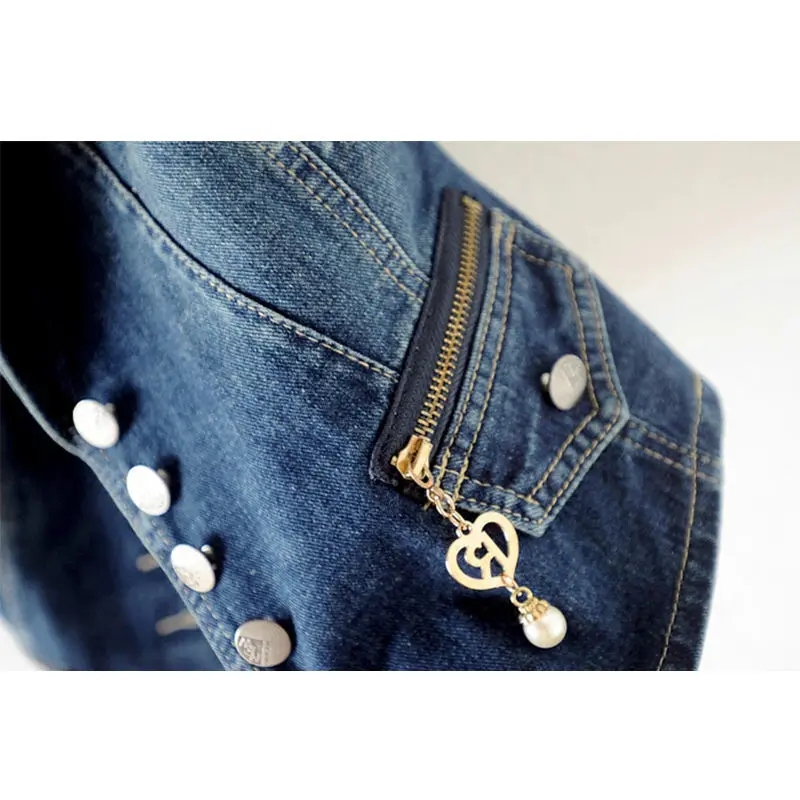 PTKPCC Casual Female Tops Women Denim Vest Jacket Spring Autumn Clothes Sleeveless Short Jeans Waistcoats Single-Breasted 5XL 4