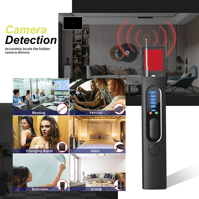Hidden Camera Detector Anti-candid Eavesdropping Detector,Anti-Hidden Wifi Mini Camera Wireless GSM Signal RF Locator GPS Tracker Spy-Cam Bug Finder