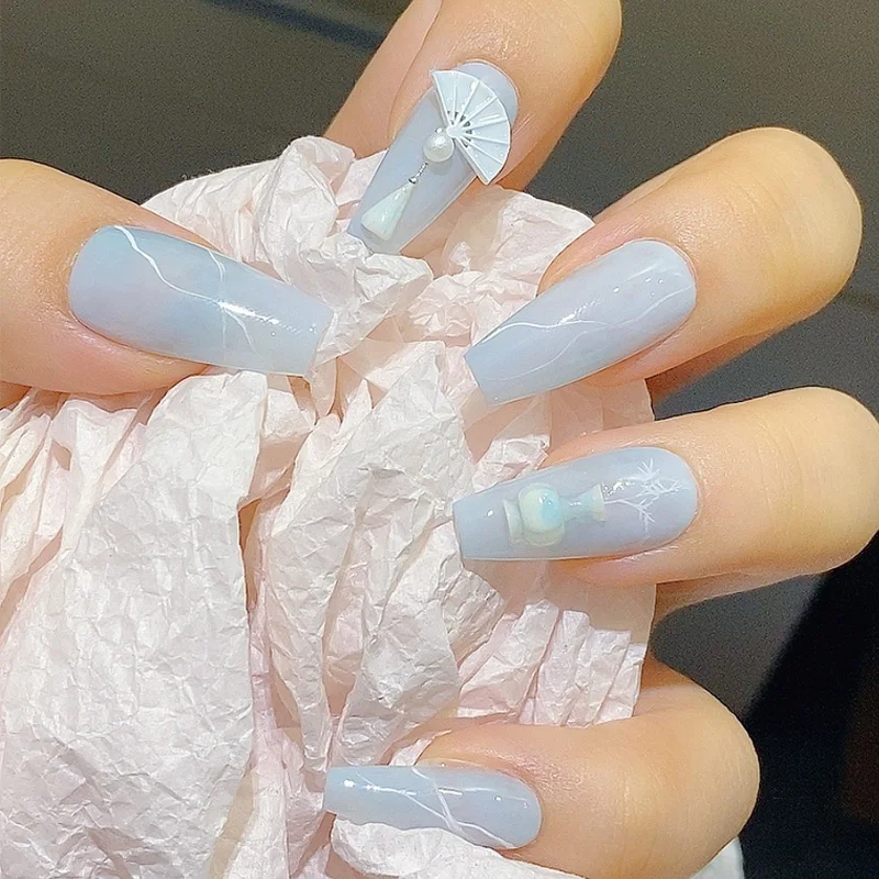 TSZS 1pc Dragon Jade Buckle 3D Nail Mold Nail Art Decorations Silicone Nail Stamping fan lotus Nail ProductsNail Accessories 3