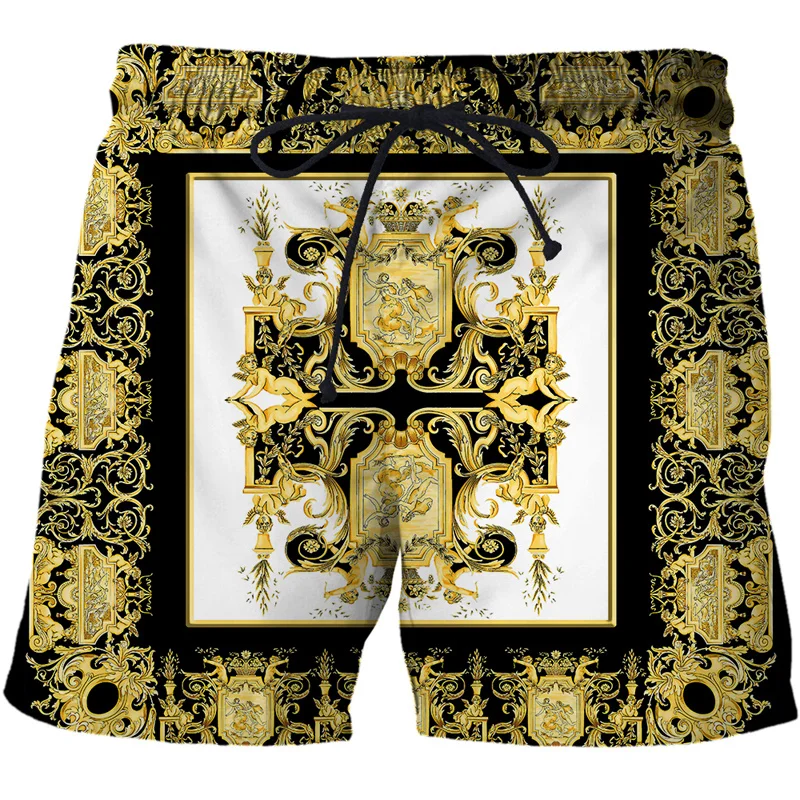 3D Hawaii Beach Briefs Luxury Golden Ice Shorts Pants Swimwear Men Vacation Swim Wear Trunks Casual Gym Surf Swimsuit Board 4