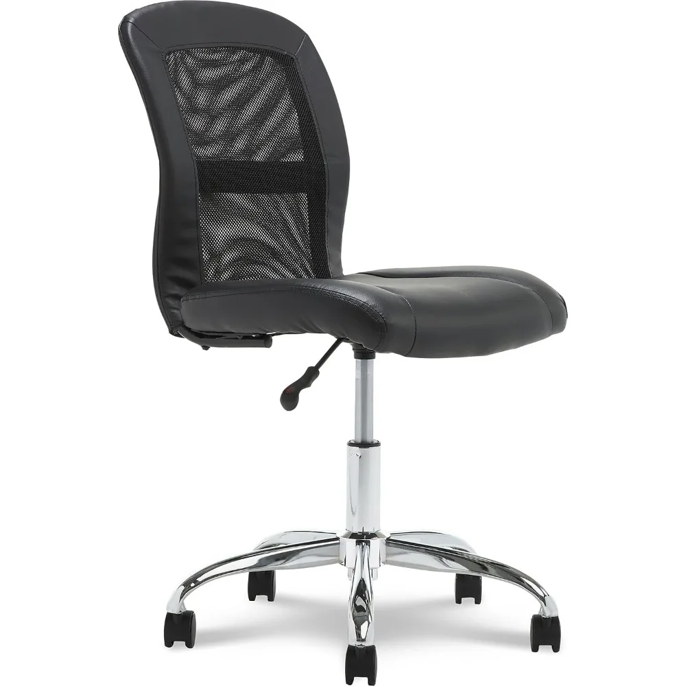 Essential Armless Desk Chair Small TaskChair with Wheels, Breathable Mesh Back