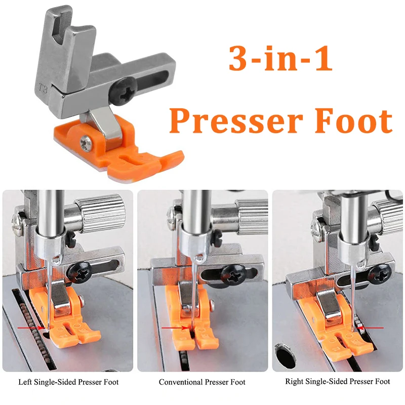 T3 Multifunctional Universal Presser Foot Left And Right Unilateral Flat Car Presser Foot 3 IN 1 Sew Presser Foot