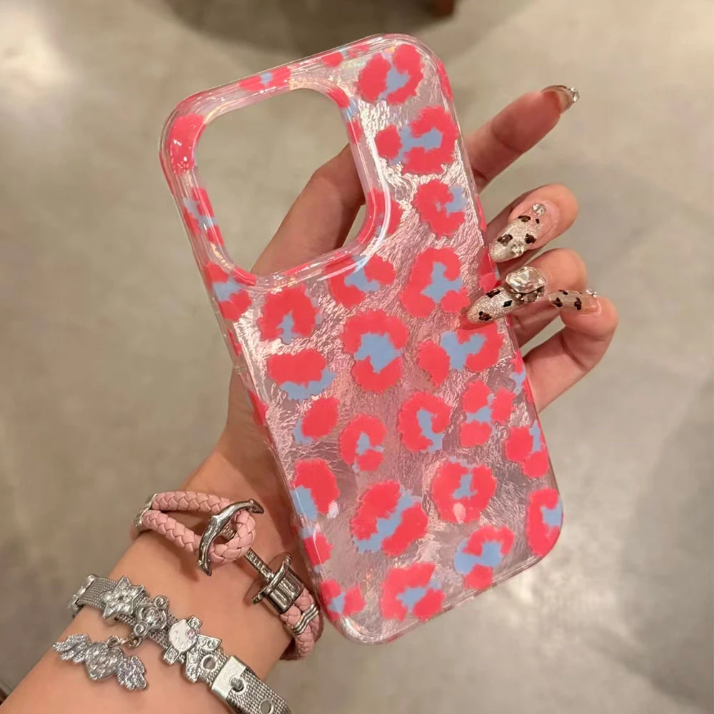Vibrant Pink Blue Leopard Phone Case Cover