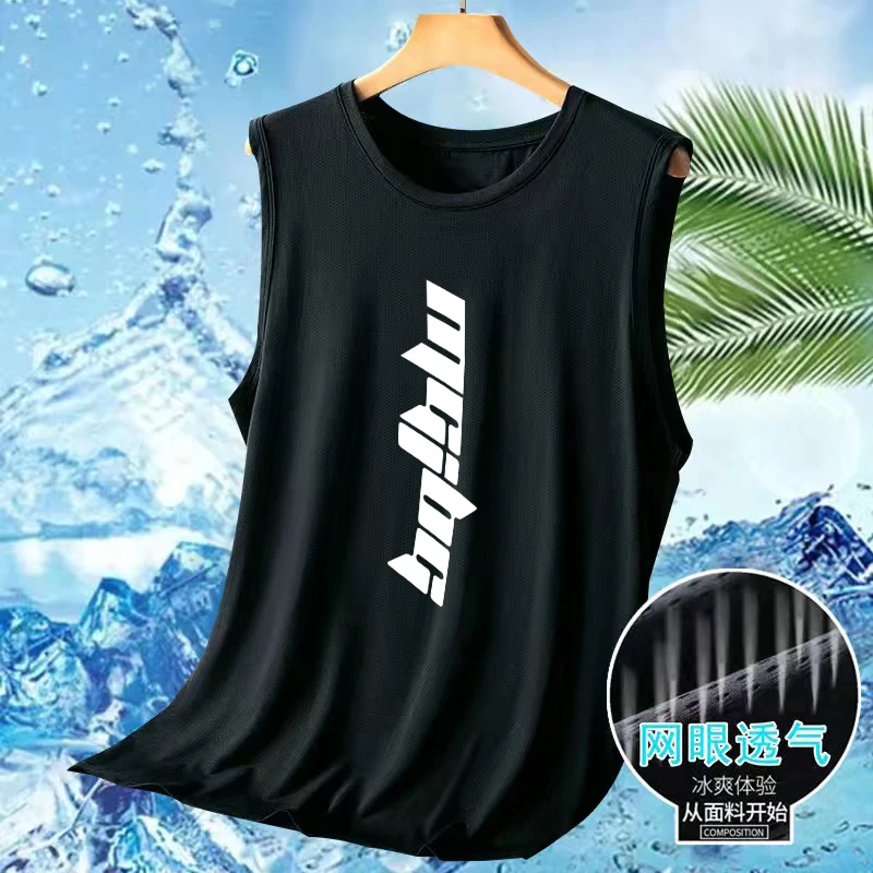 Men's Summer Ultra-thin Loose Oversized Casual Tank Top Breathable Quick Drying Sports Sleeveless T-shirt