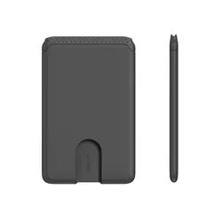 Slim Silicone Phone Card Holder Wallet - Minimalist Credit Card Sticker (Black)