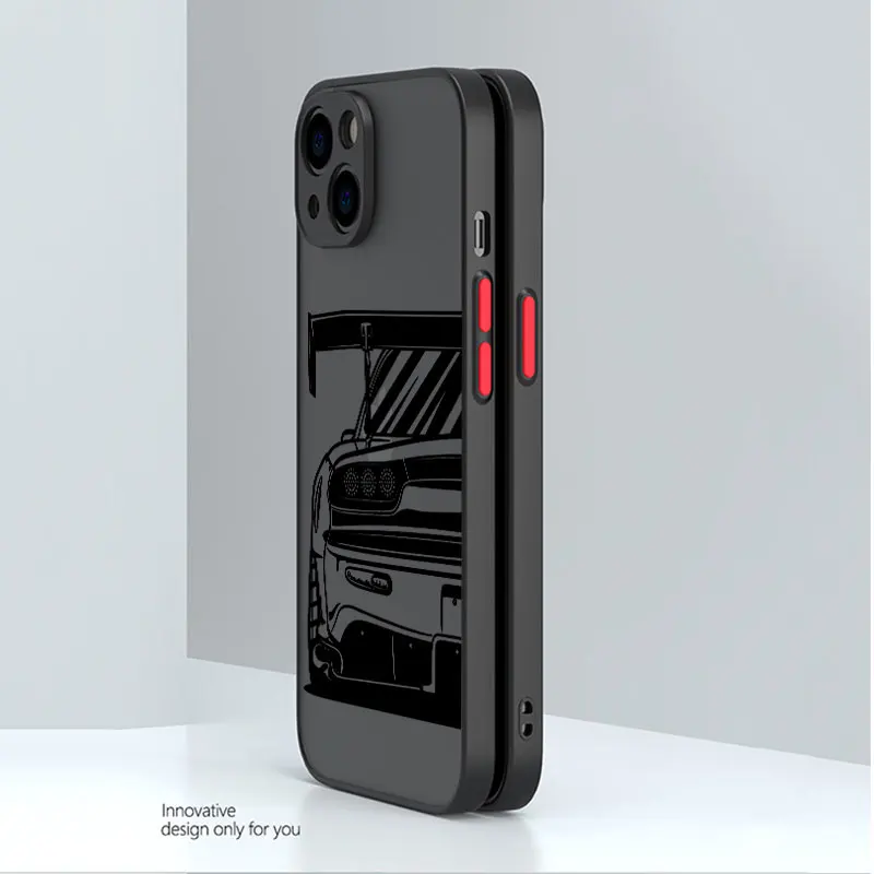 Matte Silicone Edge Clear Phone Case with JDM Dream Car Design