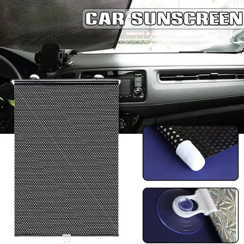 

Auto Sun Block Retractable Windshield Sun Shade Car Window Shade Cling Sunshade For Car Windows Sun Glare And UV Rays Protection