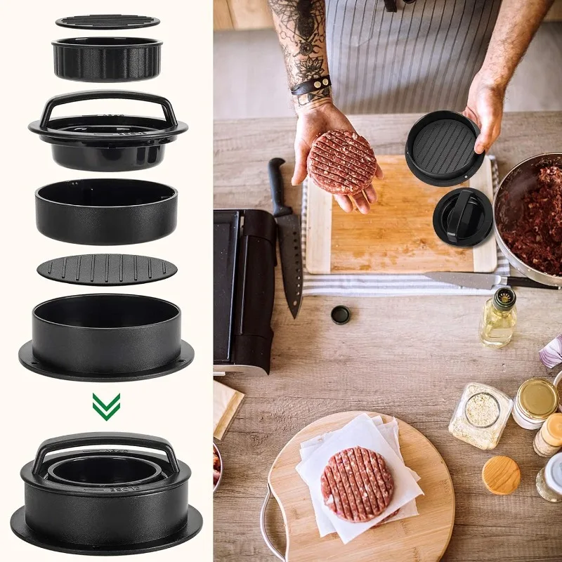 Hamburger Meat Press Maker Round Shape Non-Stick Stuffed Burger Patties Beef Grill Pie Press Mould Maker Kitchen Accessories