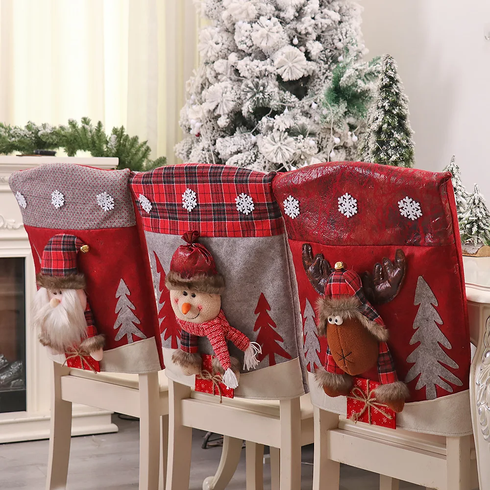

Christmas Chair Cover Cartoon Santa Claus Snowman Noel Elk Chair Case 2024 Xmas Navidad Merry Christmas Decor For Home 52x46cm