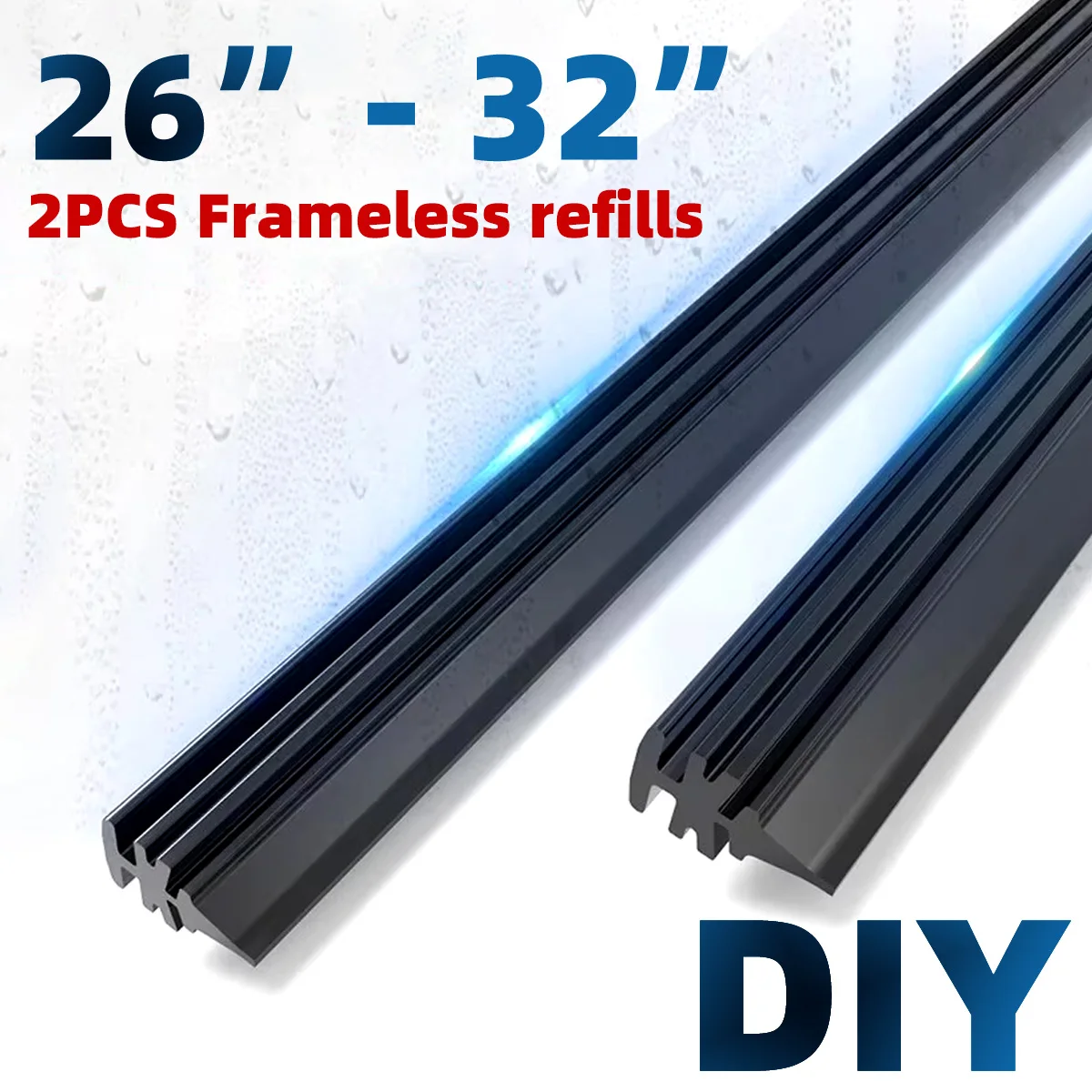 2PCS 6mm high-quality boneless rubber strip filler for car windshield wipers suitable for frameless wiper blades 26 "28" 30 "32"