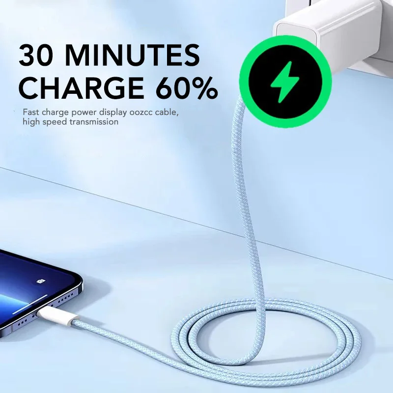 3개입 60W 고속 충전 나일론 편조 USB-C to Type C 컬러 케이블 PD 아이폰 8 17 Pro Max 11 12 XR XS Max Plus 데이터 동기화 지원