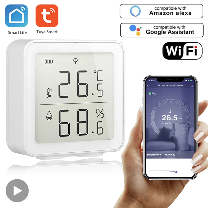 

Tuya WiFi Smart Home Life For Alexa Google Assistant Humidity And Temperature Sensor Smartlife Hygrometer Thermometer Connected