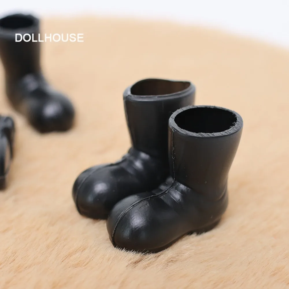 Christmas Boots Mini Santa Shoes Big Toe Simulation Santa Claus Shoes Model Black Plastic Doll House Miniature Rain Shoes