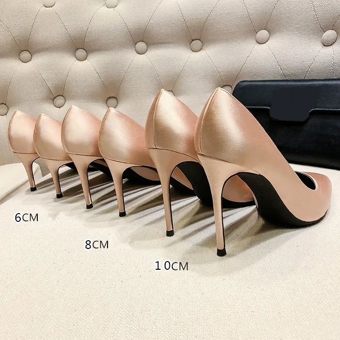 8cm 10cm Heel In Inches Elegant Lady Pumps High Quality Silk