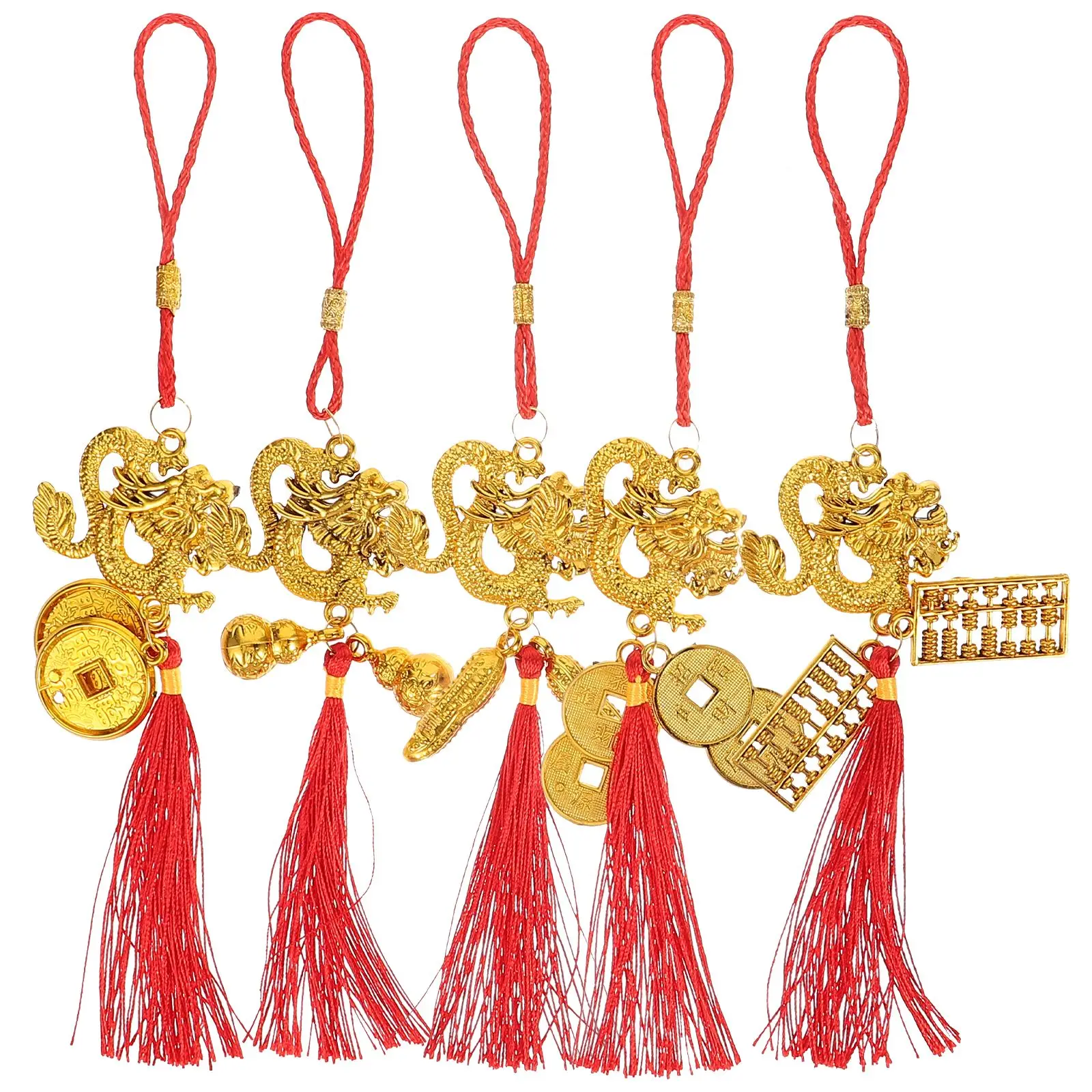 

5/10pcs Decoration Chinese New Year Decorations 2024 Hanging Pendant Spring Featival Ornament Dragon Tassel Pendant Decor