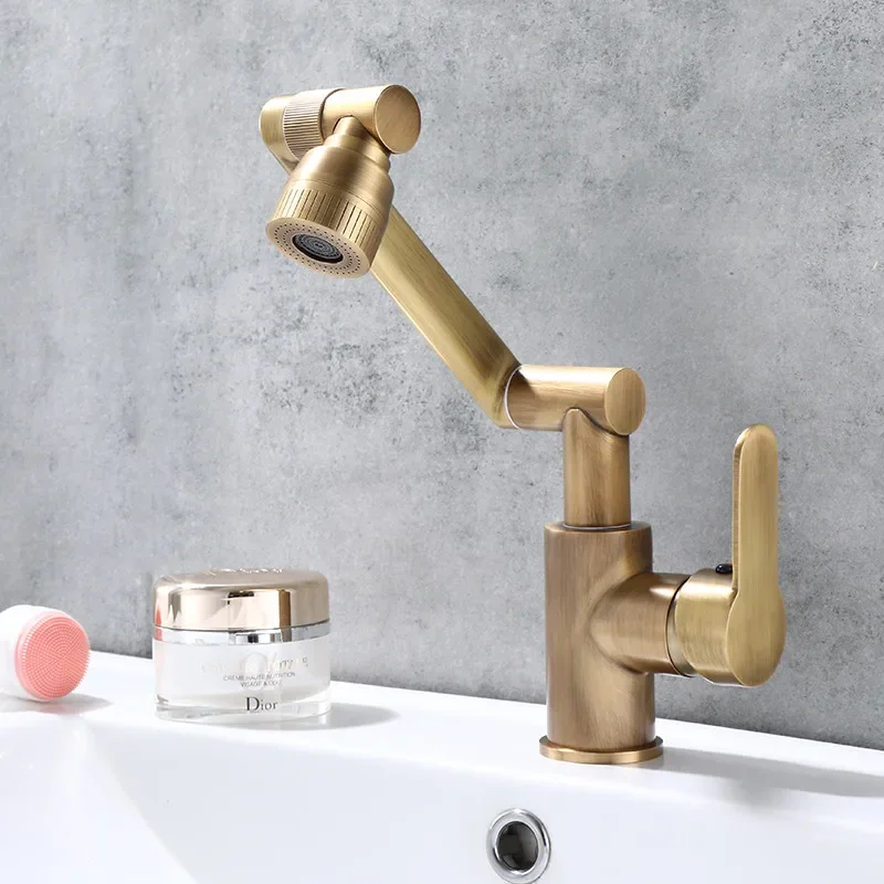 Multifunction Bathroom Faucet Antique Bronze Sink Hot Cold Water Mixer Crane Deck Mounted Universal Water Taps