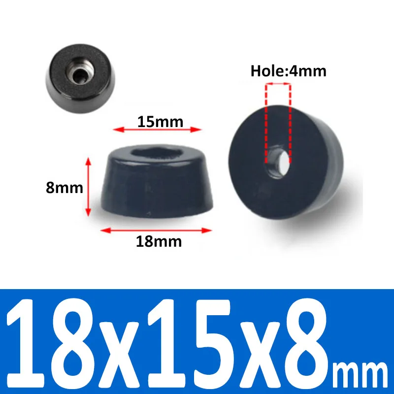 Black Synthetic Rubber Non-Slip Table Foot Pads with Gasket for Furniture and Speakers (4/8/10/20 Pcs)