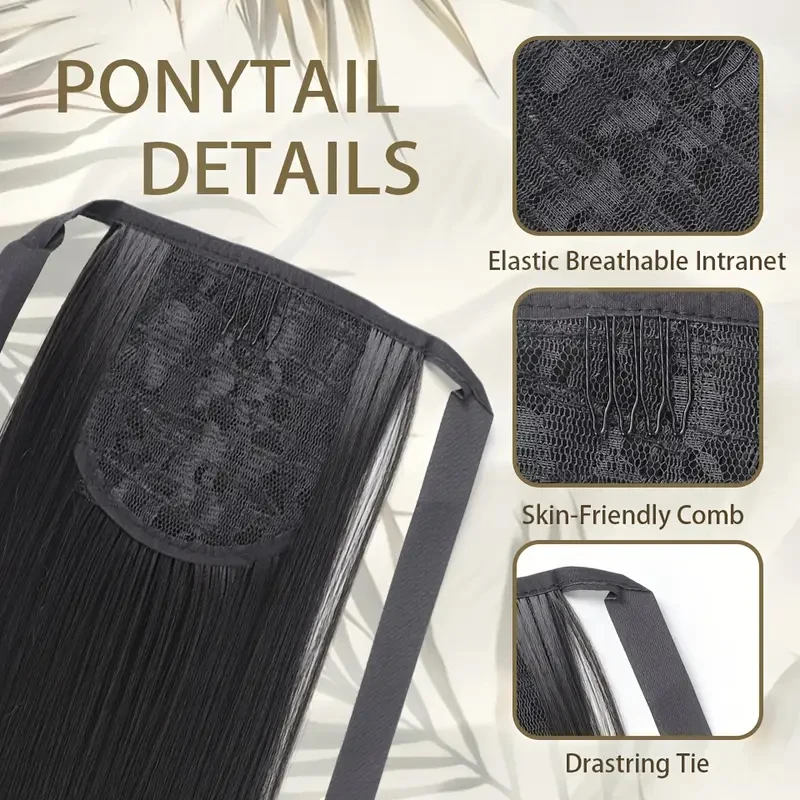 LUPU Synthetic Long Straight tied Ponytail Hair Extensions 32Inch Heat Resistant Pony Tail Hair piece For Women Daily Party