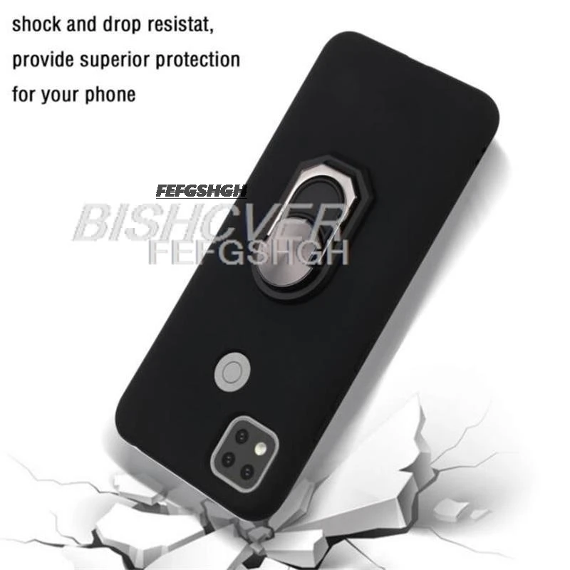 ZTE Nubia V80 디자인용 하이 백 핑거 링 소프트 TPU 실리콘 케이스 NubiaV80Design BladeV80 Blade V80 Vita 폰 커버