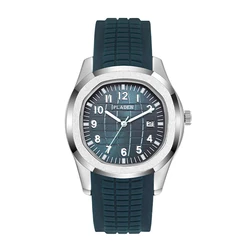 Elegant Men's Orange Dial Minimalist Sport Watch with Silicone Strap (V341 Silver Blue)