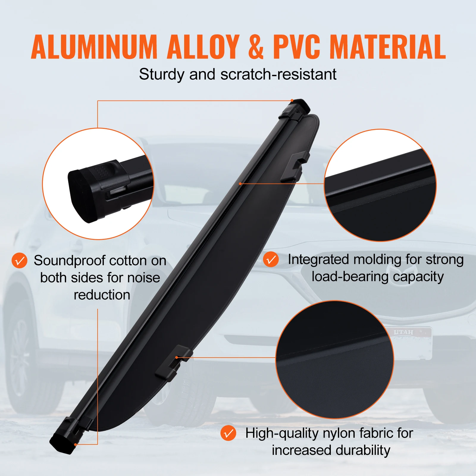 SucceBuy Retractable Cargo Cover Upgraded Waterproof Trunk Cover Security Shield Shade for Mazda CX-5 2017-2024 Rear Trunk Cover