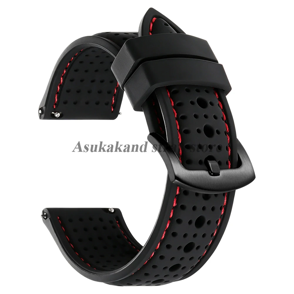 Enhanced Silicone Waterproof Watch Band - Soft, Breathable, Quick Release Wrist Strap