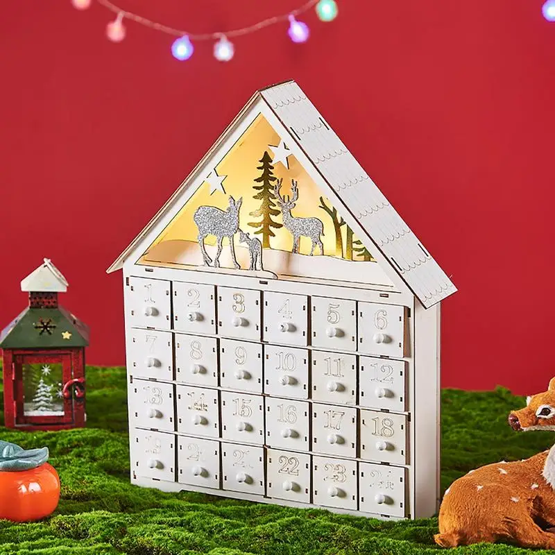 

Деревянные рождественские календари с адвентом, Светильники для дома, 24 дня обратного отсчета, Организация хранения фигурок, декор для комнаты и дома