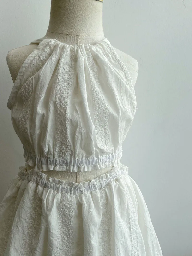 Cotton Embroidered Floral Girls Sleeveless Summer Dress