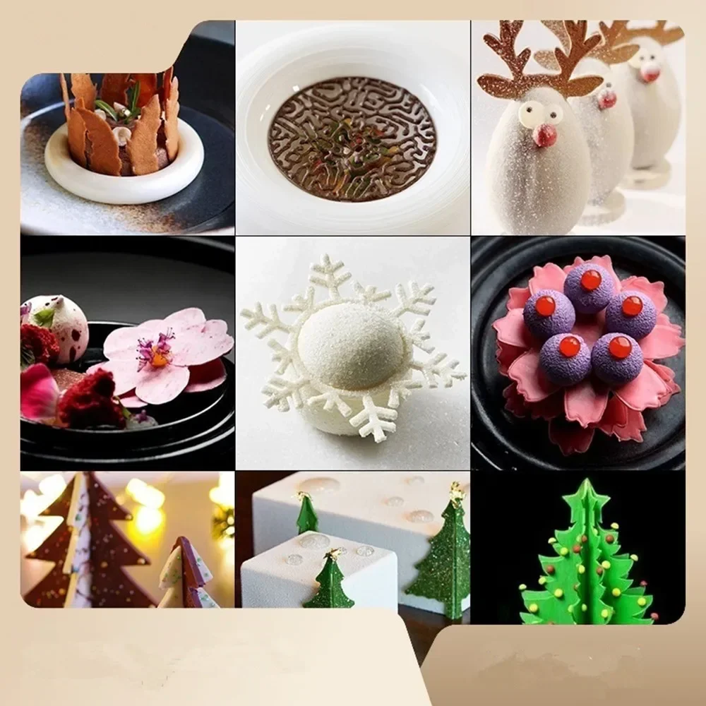 

Christmas New Snowflake Fudge Lace Mat, Christmas tree silicone mold flower petal western food decoration crisp chip mold