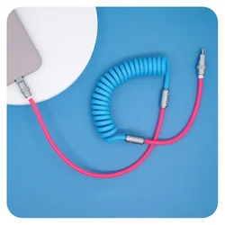 100W 6A Car Super Fast Charging USB C to Type C Telescopic Cable - Type - C to Type - C (BlueRed)