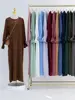 Eid Jersey Solid Modest Under Abaya Dubai 2024 Palestine Women Islamic Clothing Muslim Kaftan Inner Dresses Robe Femme Musulmane