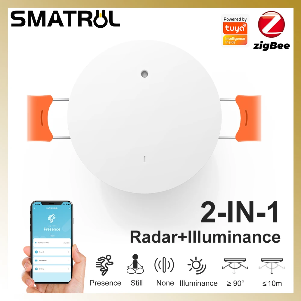 Tuya Zigbee Motion Sensor 24G HZ Mmwave Human Presence Body Movement Detector Illuminance Sensor For Light Switch Home Assistant