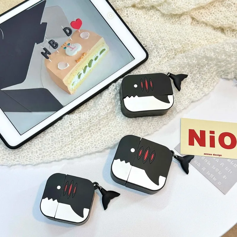Creative Shark Headphone Case for Apple AirPods 1/2 3 4 Pro/Pro2 Silicone Soft Case Free Headphone Cleaning Pen a