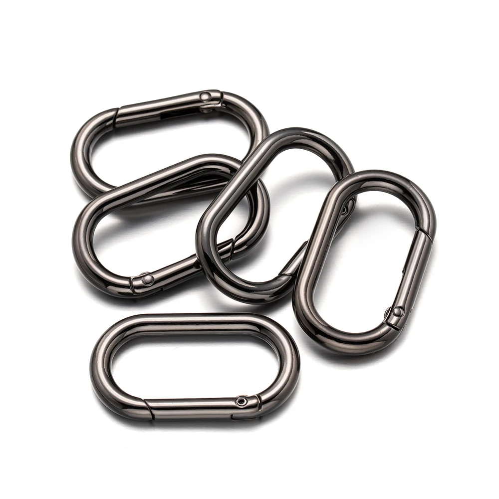 5 Teile/los Metall Oval Karabiner Verschluss Clip Snap Haken Frühling Zu Öffnende Schlüsselring DIY Anhänger Stecker Hund Kette Schnalle Tasche Karabiner – Detail 5