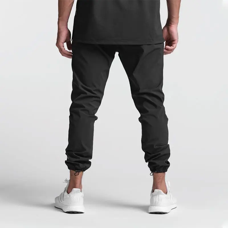 Summer Solid Color Fashion Sweat Pants Man Casual Motion Bodybuilding Pocket Zipper Drawstring Elastic Waist All-match Trousers