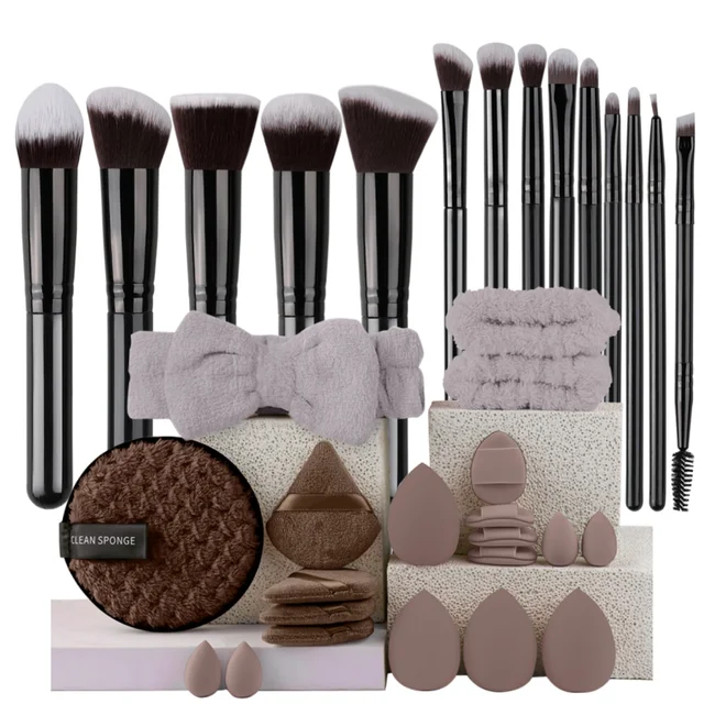 41715-196ba7.jpg New 14PCS Makeup Brushes Set Foundation Eyeshadow Highlighter Blush Concealer Female Beauty Tool Puff Beauty Sponges Thumb Puffs