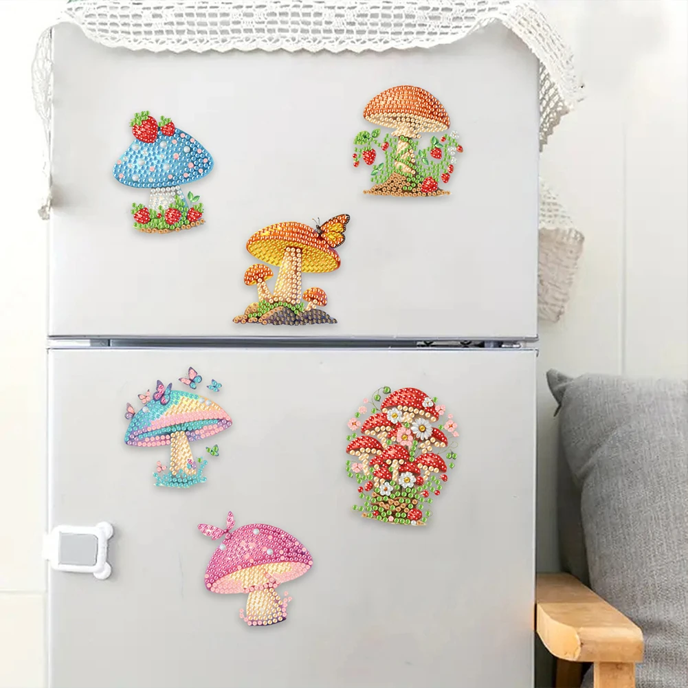 6Pcs DIY Diamond Art Refrigerator Magnet Diamond Painting Fridge Magnets DIY Diamond Painting Magnets Kit for Art Crafts Gift