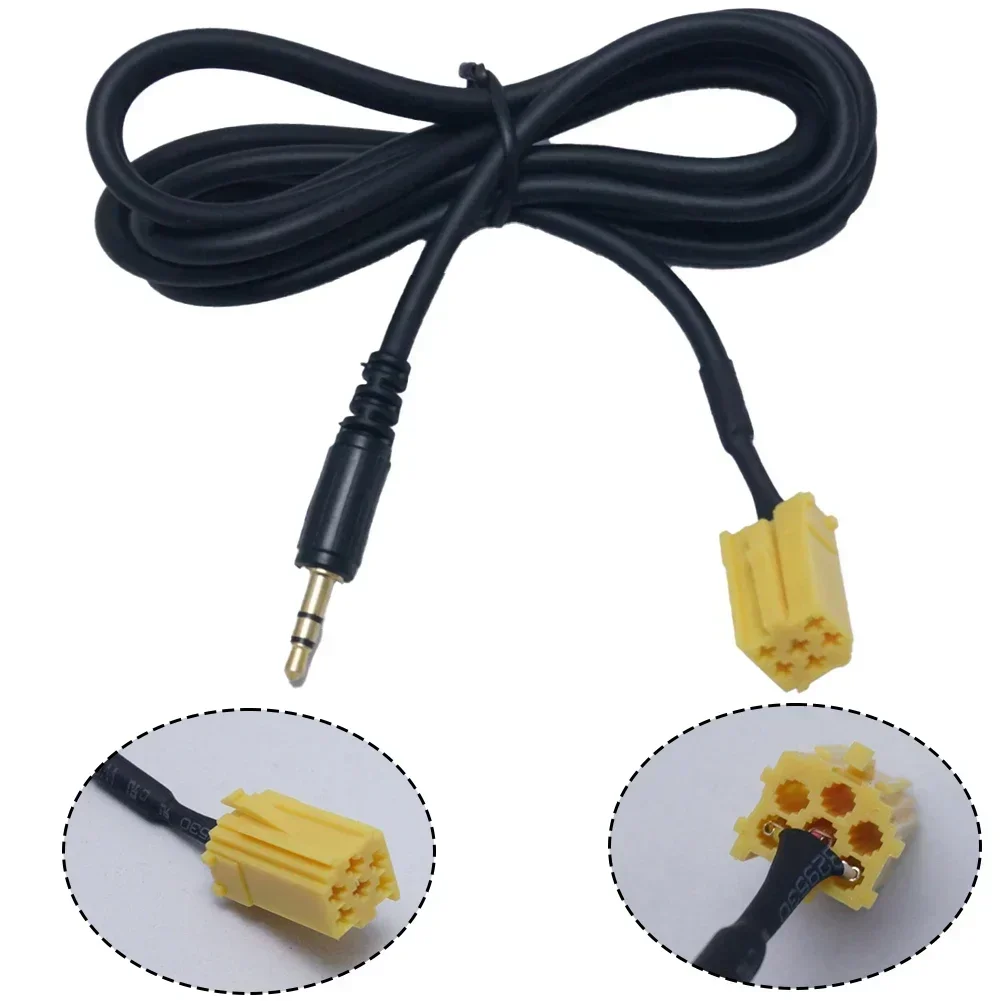 Cavo Audio AUX Per Auto 3,5 Mm, Interfaccia A 6 Pin, 12V, Per Modelli Specifici, Ingresso Per Smartphone E Dispositivi, Nero, Compatto