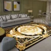 Luxury Golden Carpet for Living Room Europe and America Decoration Large Carpets Non-slip Bedroom Bedside Rug Customized Mat 1