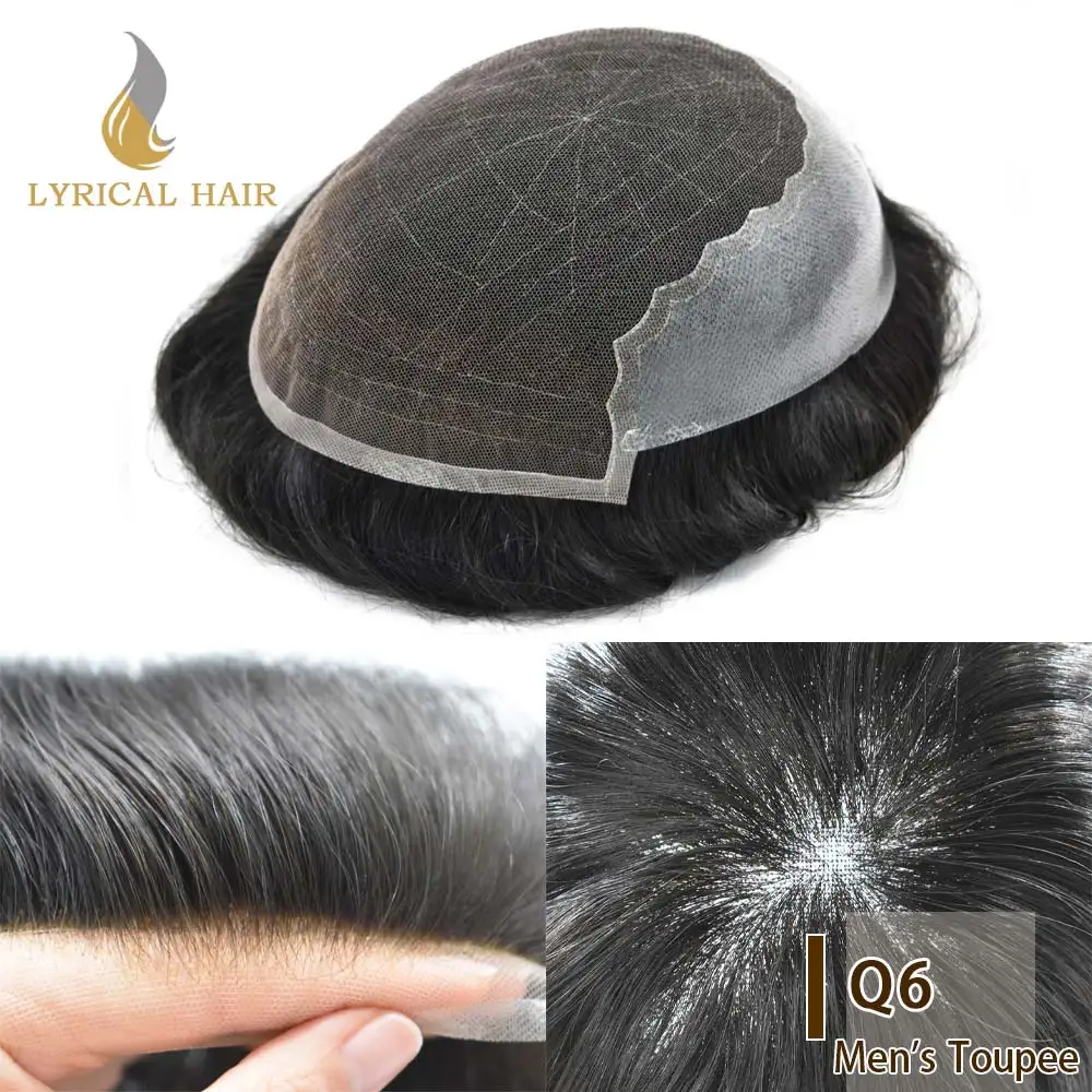 

French Lace Front Inviable Hair System For Men Natural Hair Wig Premium Men Toupee Bleached Knot Natural Hairline Mens Hairpiece