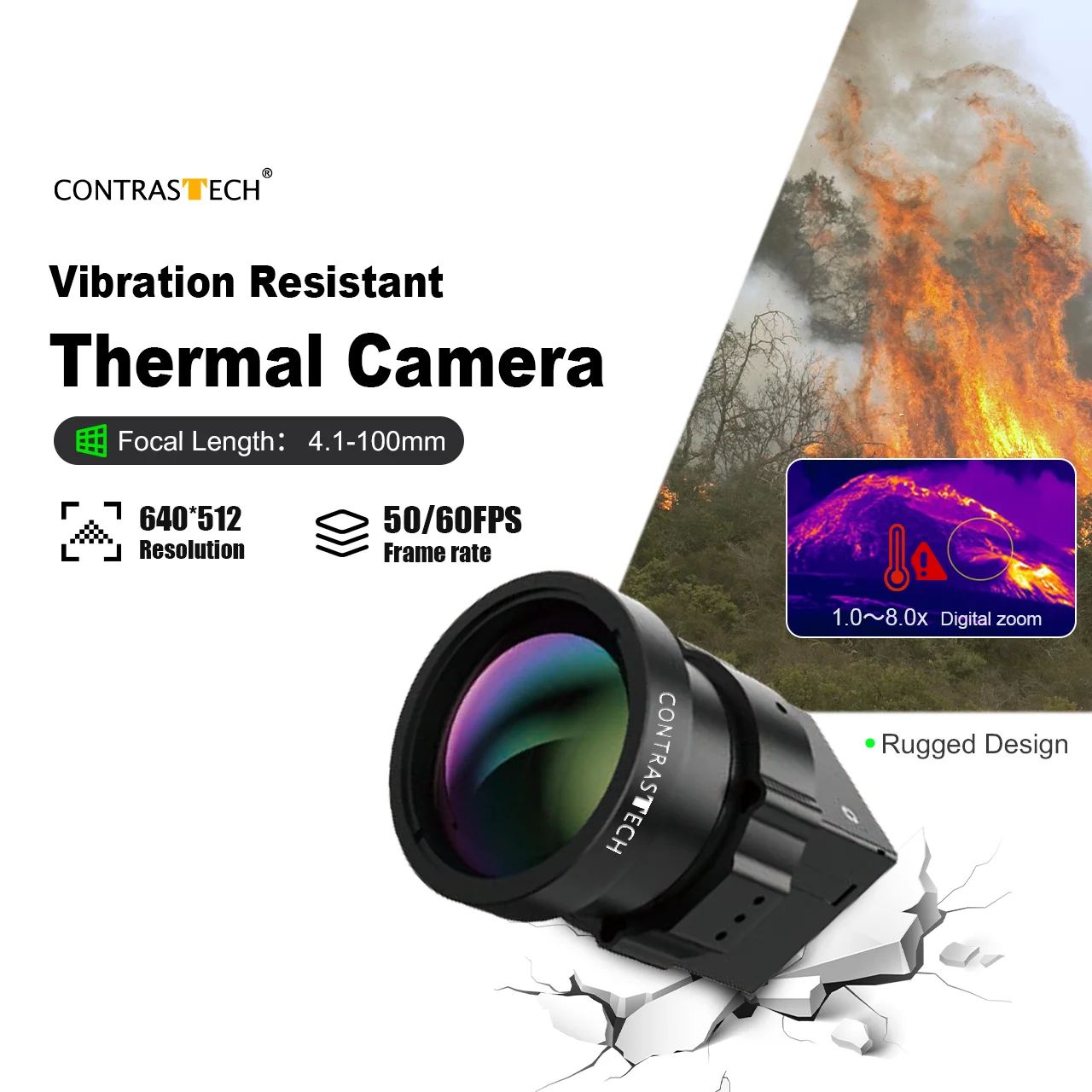 방사선 LWIR FLIR 드론 열상 카메라 코어, 동물 관찰 대조용, 640x512, 50Hz, 8000-14000nm